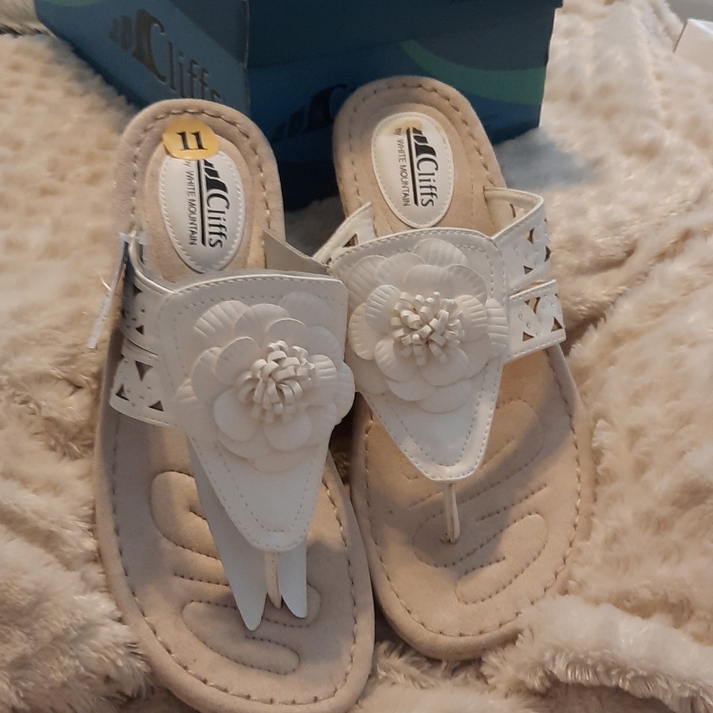 White thong sandals,  New in box